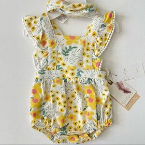 Jessica Simpson Baby Girl FLORAL Romper Set Size 3-6 Months